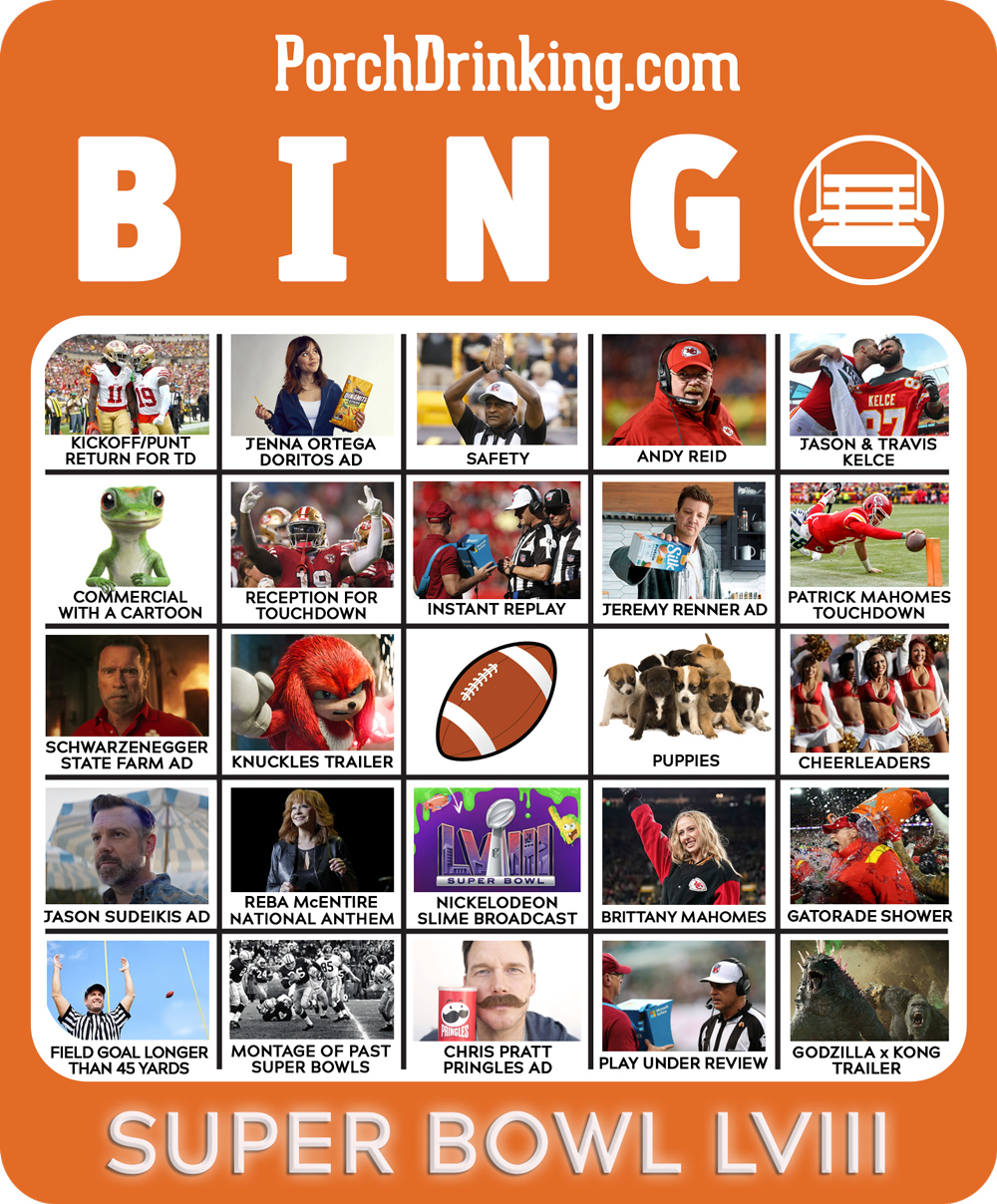 Downloadable 2024 Bingo Boards for Super Bowl LVIII