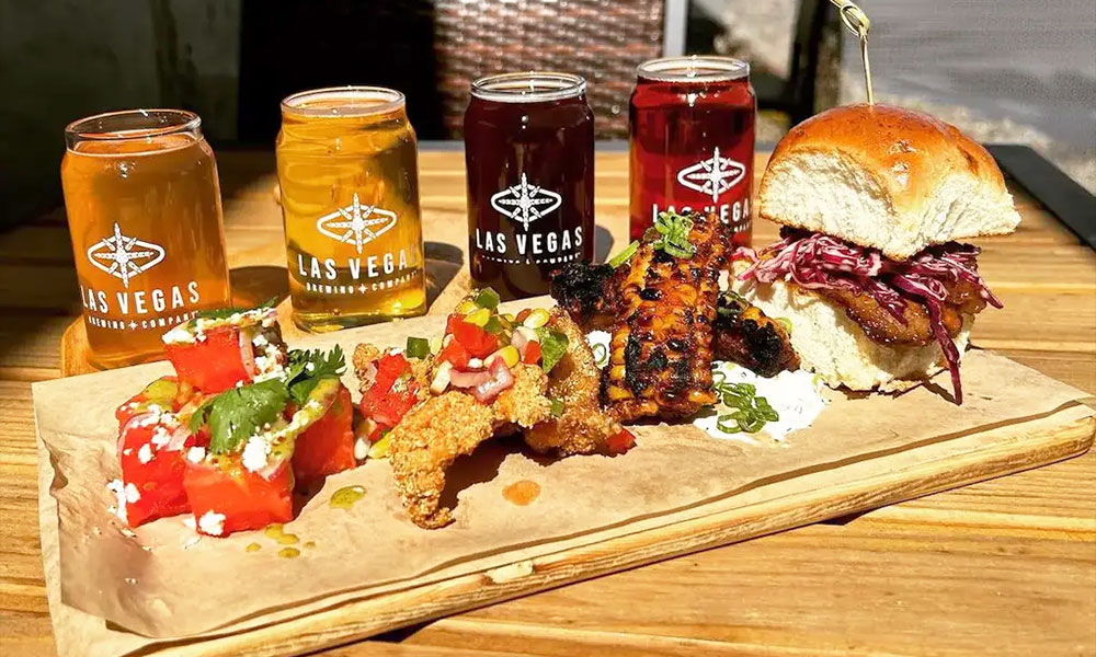 las vegas beer and food taster flight